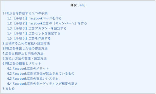 ブログの目次